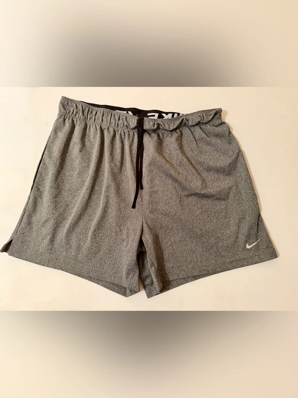 Nike Shorts Men's Large Gray Dri Fit Running  Stretch Waist Drawstring 5